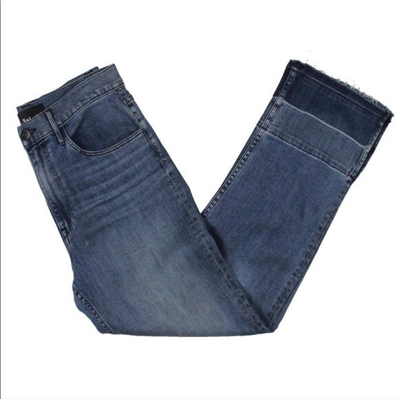 3X1 N.Y.C Womens Blue Released Hem High Rise Denim Straight Leg Jeans size 28 - Picture 5 of 7